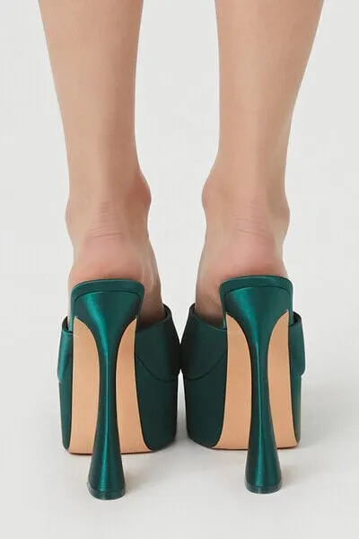 Satin Platform Spool Heels