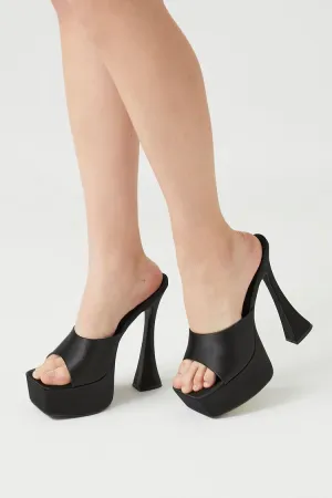 Satin Platform Spool Heels