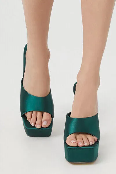 Satin Platform Spool Heels