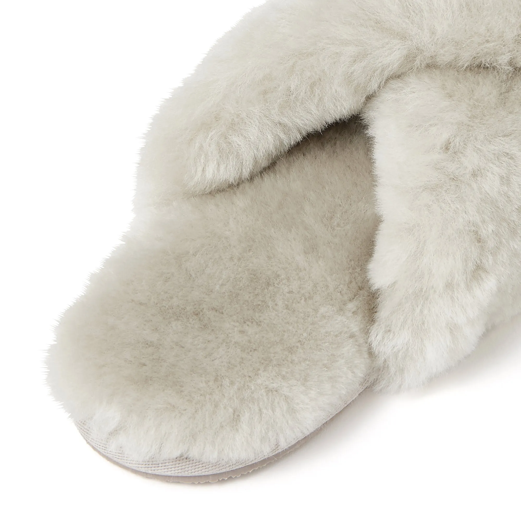 Sheep Fur Cross Room Shoes Gray