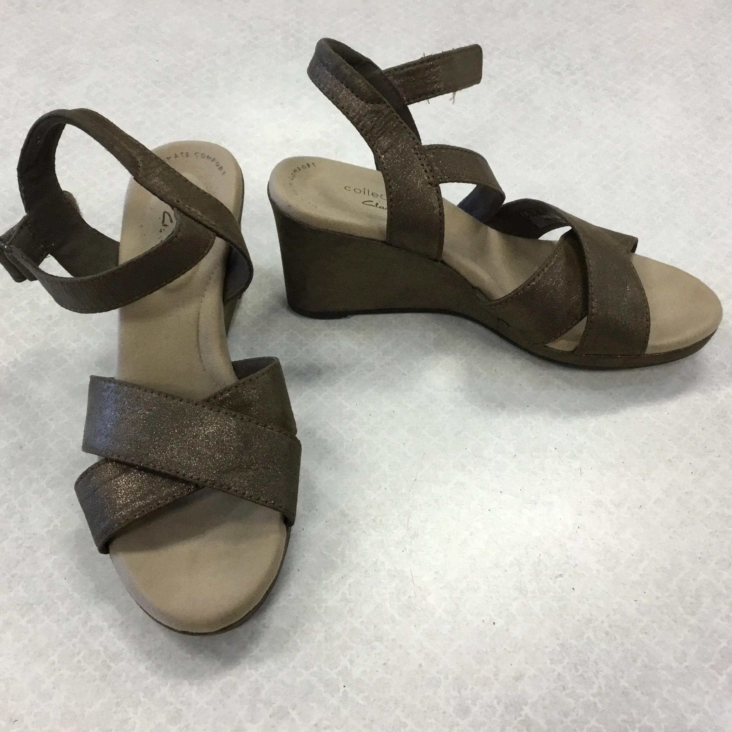 Shoes Heels Wedge By Clarks In Brown, Size: 6
