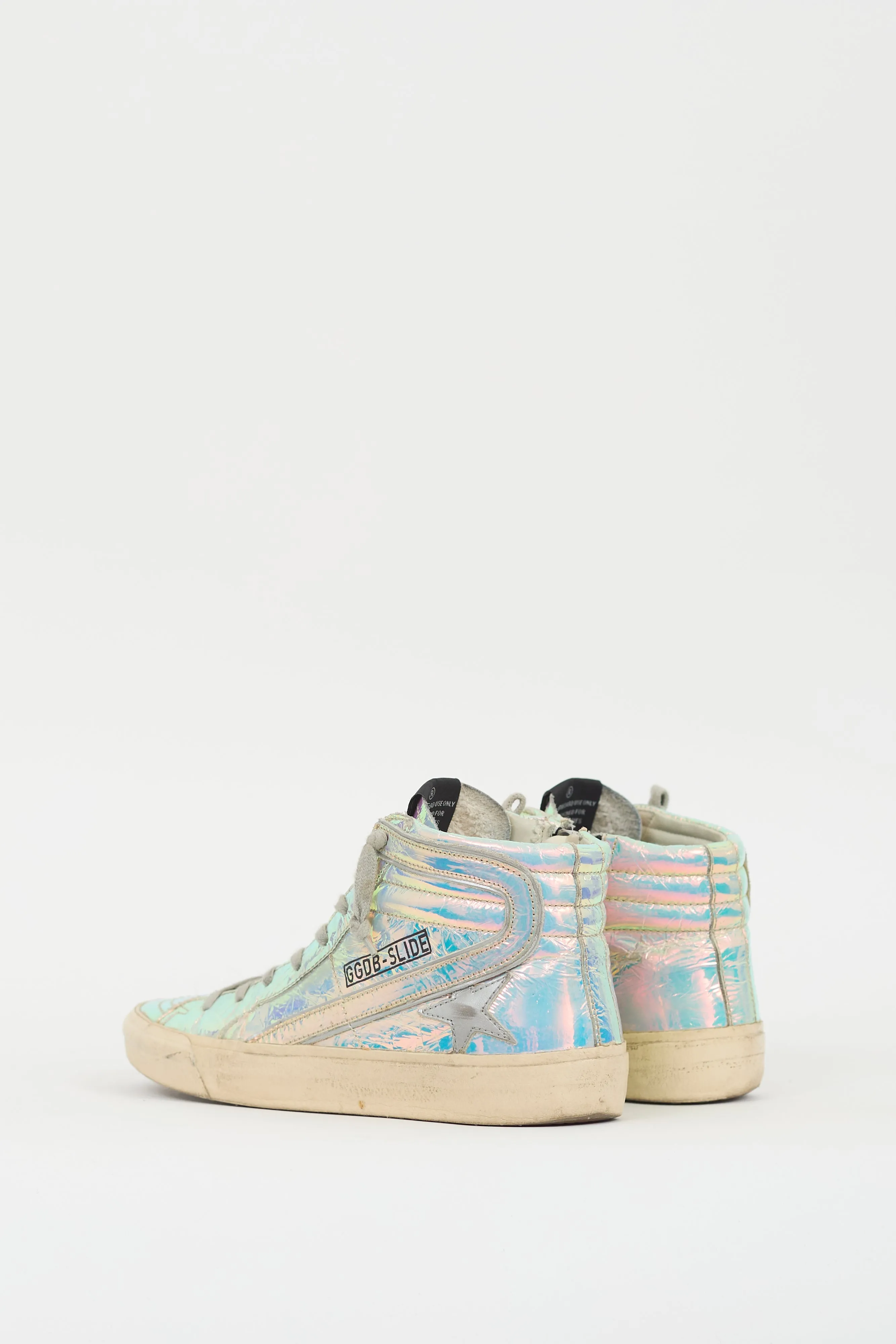 Silver Iridescent Slide High Top Sneaker