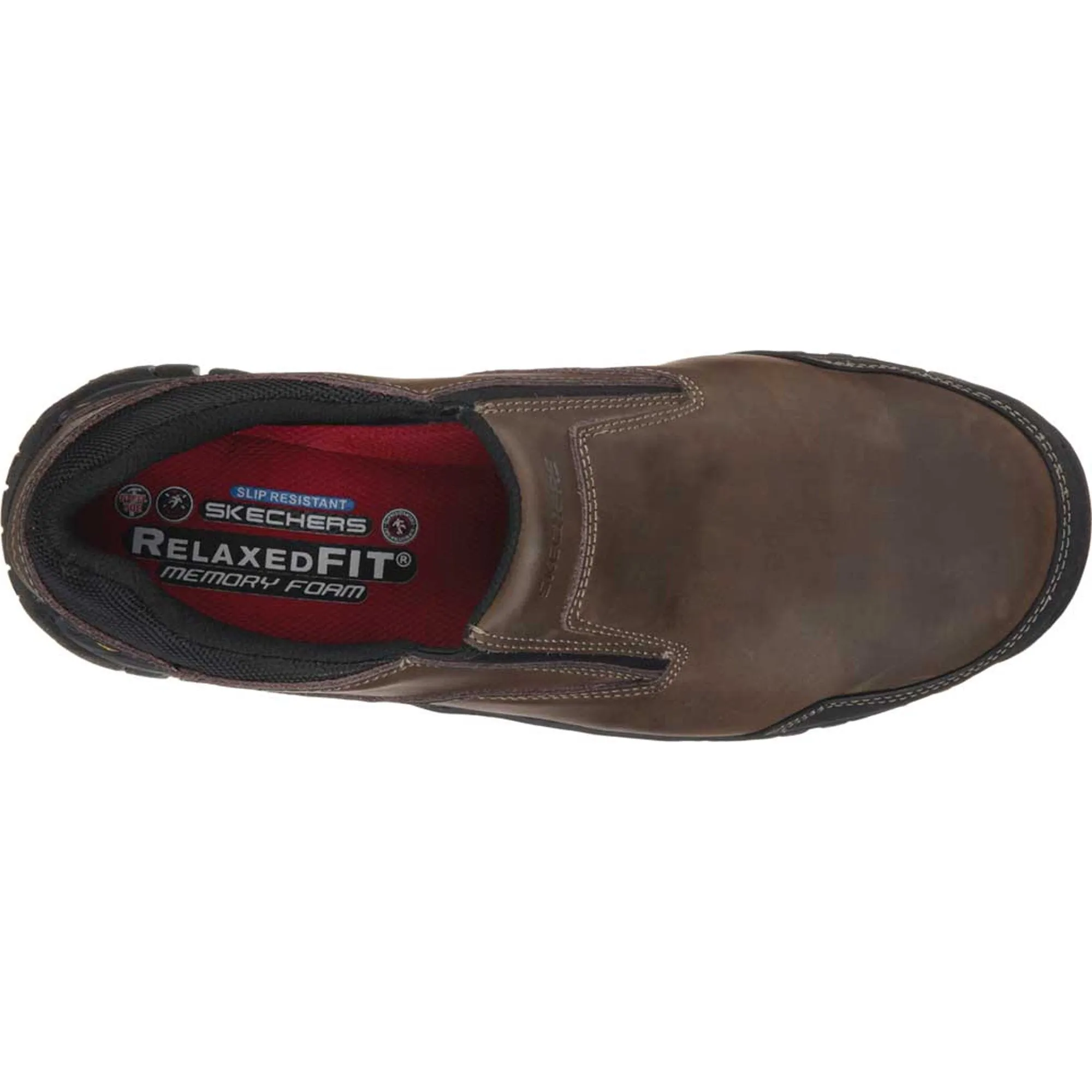 'Skechers' Men's Hartan Steel Toe Slip On - Dark Brown