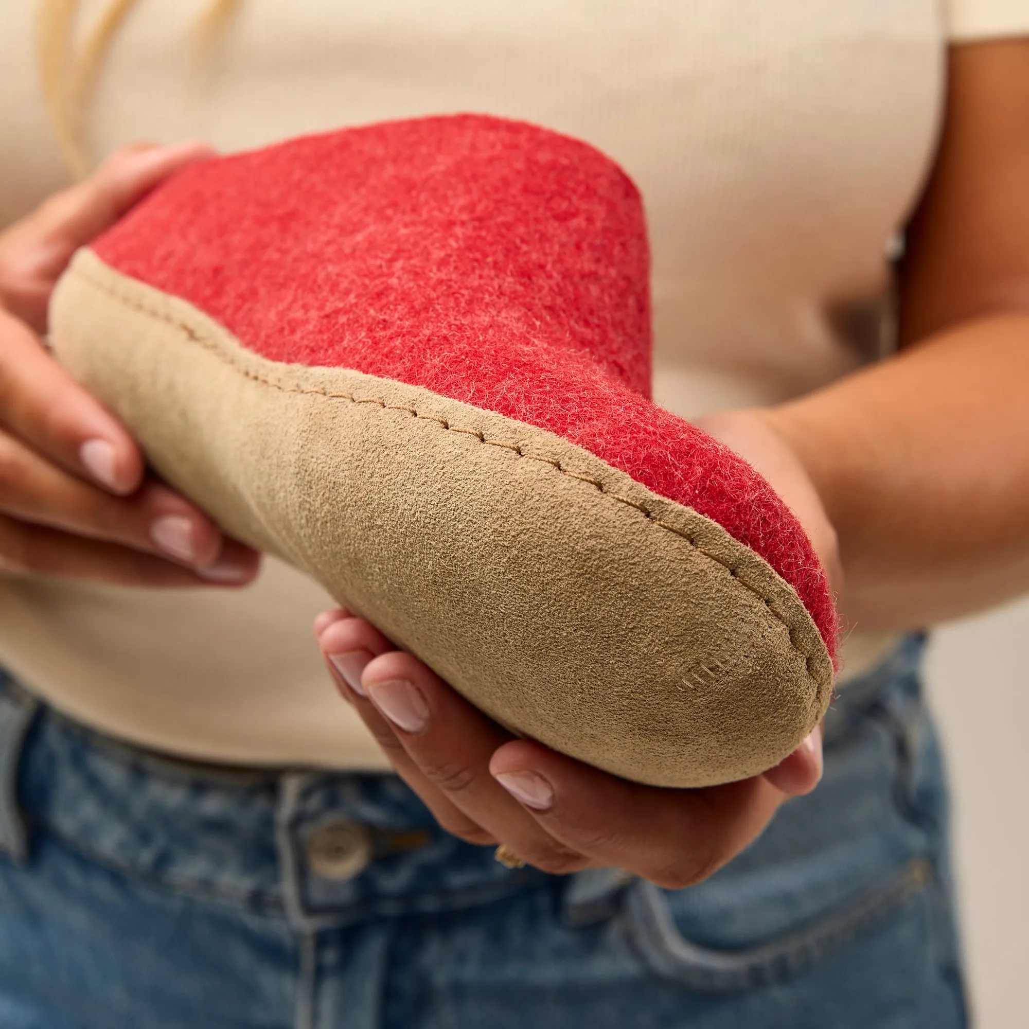 Slip-on with leather sole - Red