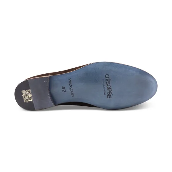 Slippers con fibbie in camoscio testa di moro