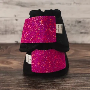 Small Black Iconoclast Bells w/ Magenta Glitter Straps