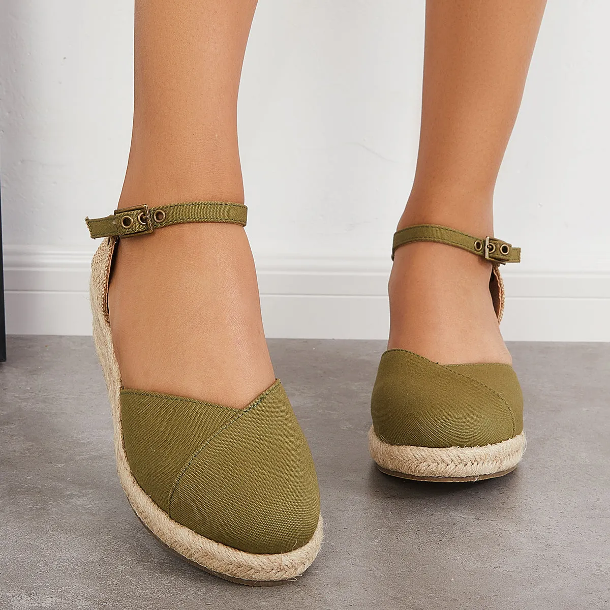 Sohiwoo Women Summer Espadrille Platform Heel Wedges Ankle Strap Sandals