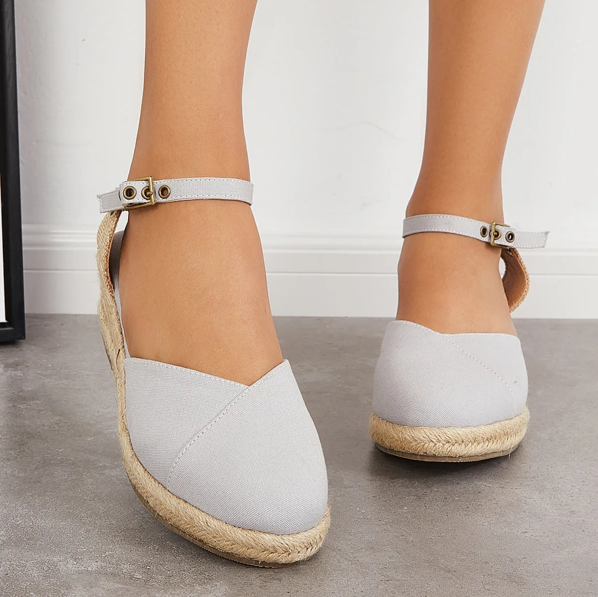 Sohiwoo Women Summer Espadrille Platform Heel Wedges Ankle Strap Sandals
