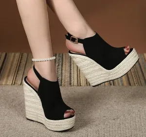 Sohiwoo  Women's Dazzlingly Tall Wedge Sandals
