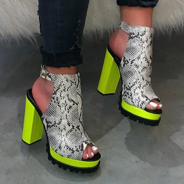 Sohiwoo  Womens Nightclub High Heels Platform Sandals Peep Toe Slingback Chunky Heels