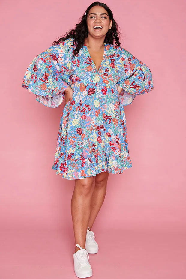 Step Aside Blue Floral Dress