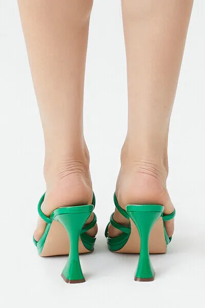 Strappy Square-Toe Spool Heels