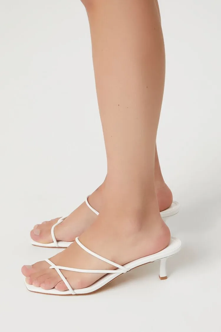 Strappy Square-Toe Stiletto Heels