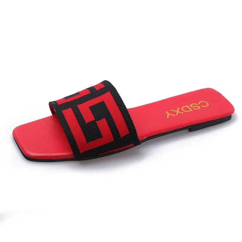 Summer C Letter Desginer Women Slippers Fashion 2021 Plus Size Flat Heels Sildes Ladies Mules Shoes Sapatos De Mujer