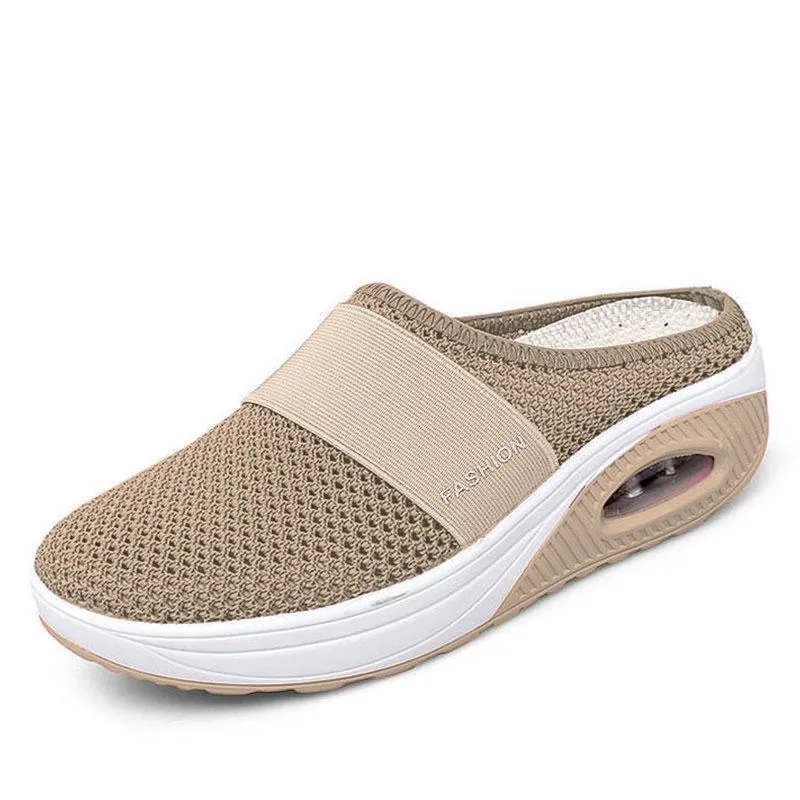 Sursell Women Daily Fly Knit Fabric Summer Air Cushion Mule Slippers