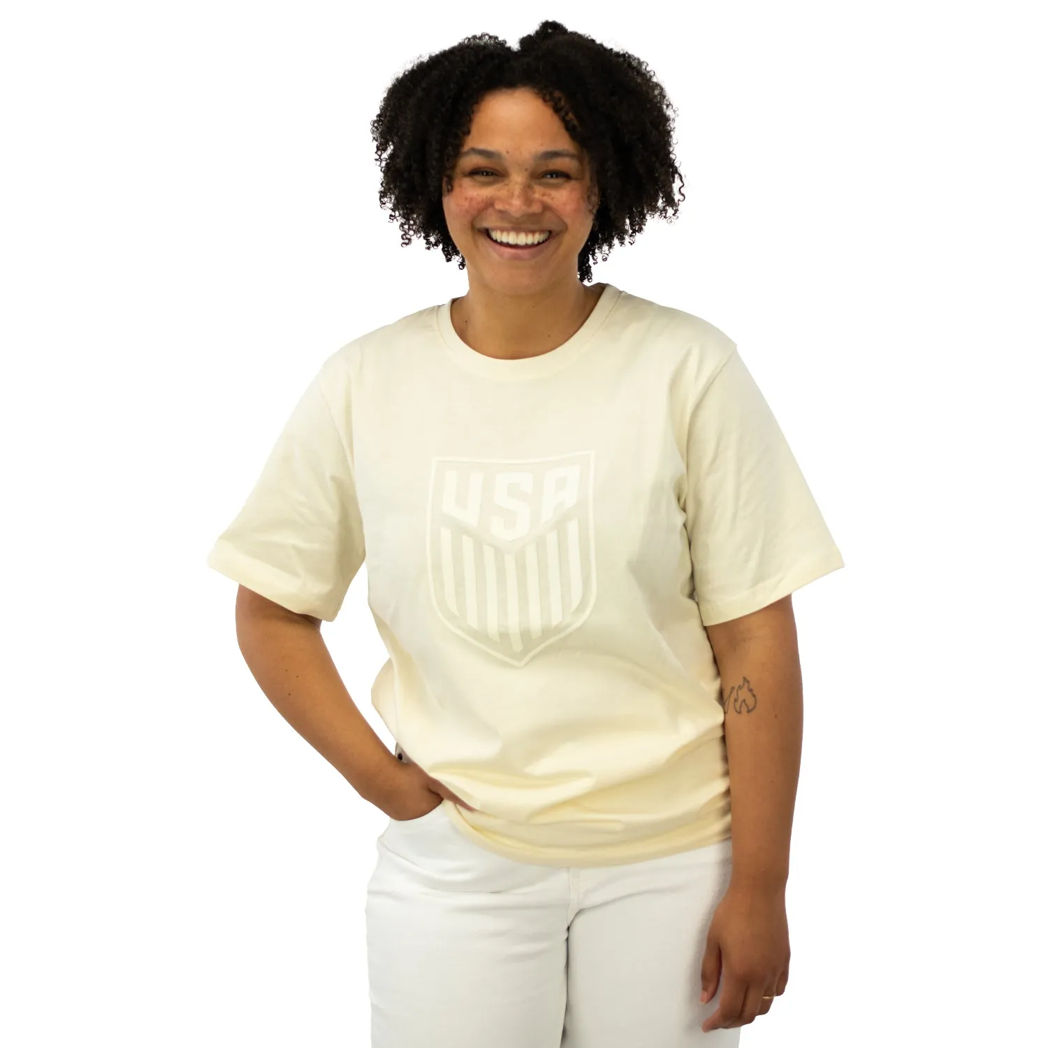 Unisex USA Statement Cream Tonal Tee
