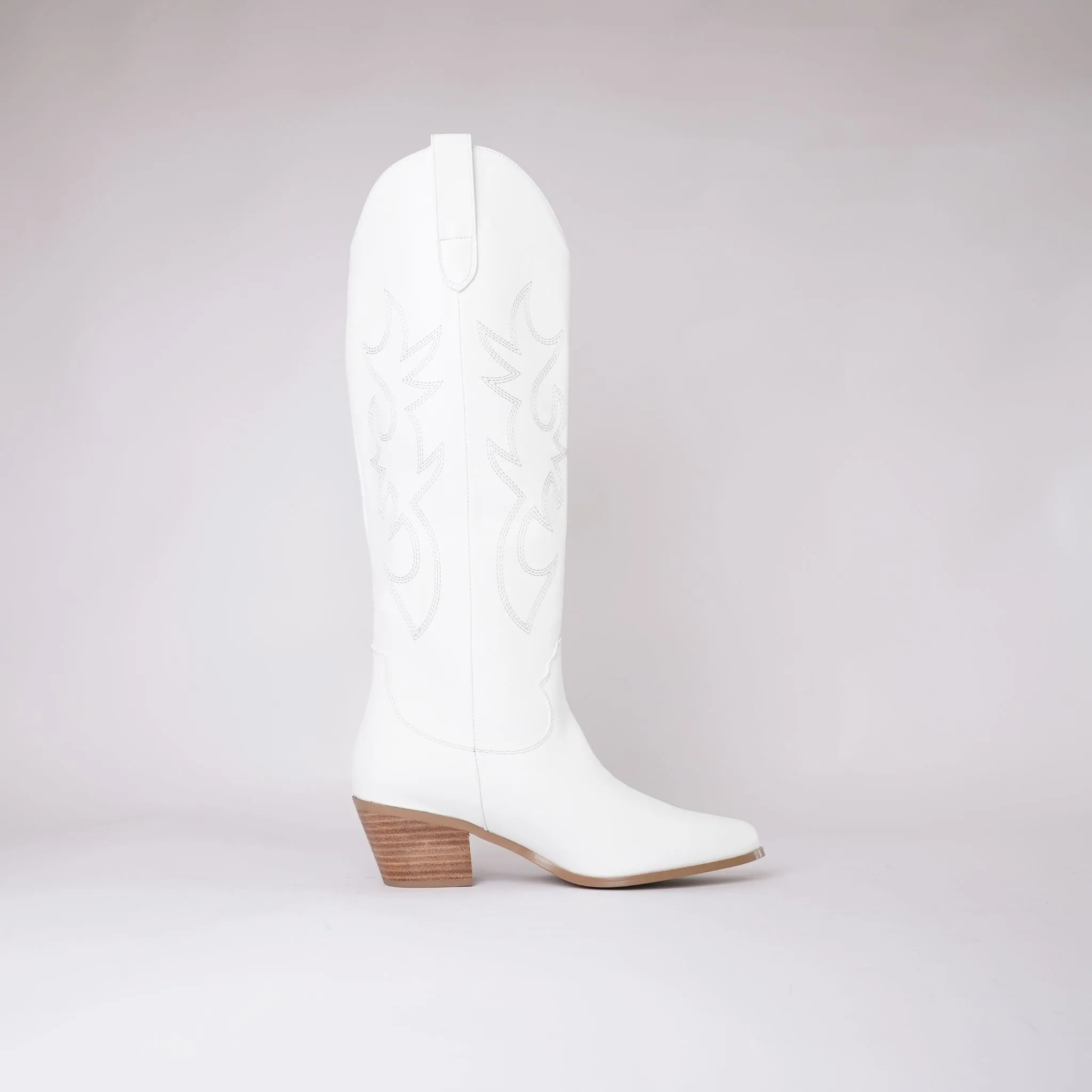 Urson White Knee High Boots