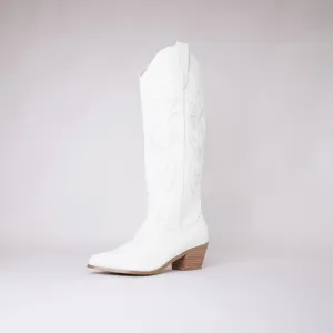 Urson White Knee High Boots