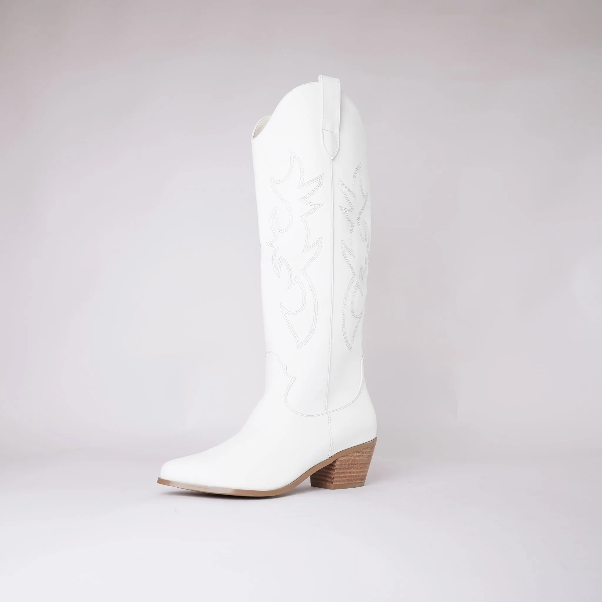 Urson White Knee High Boots