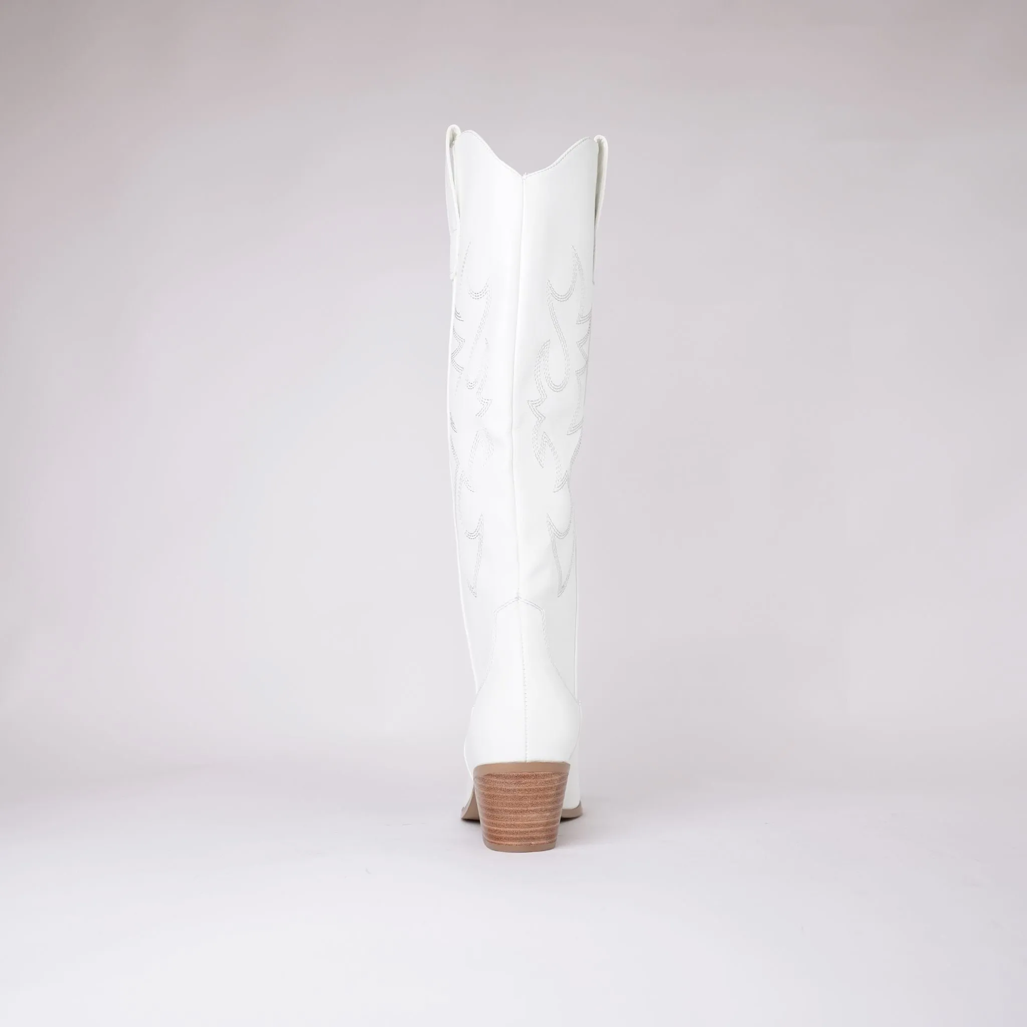 Urson White Knee High Boots