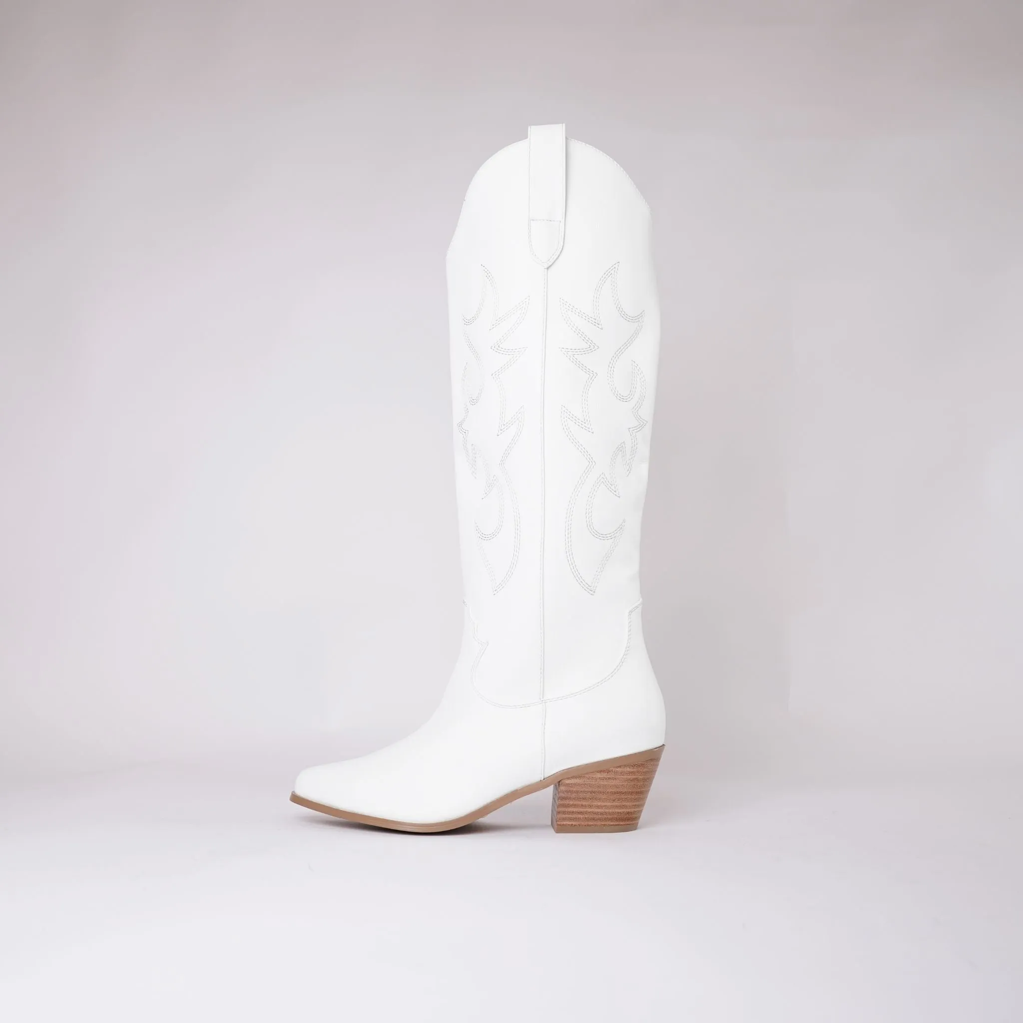 Urson White Knee High Boots