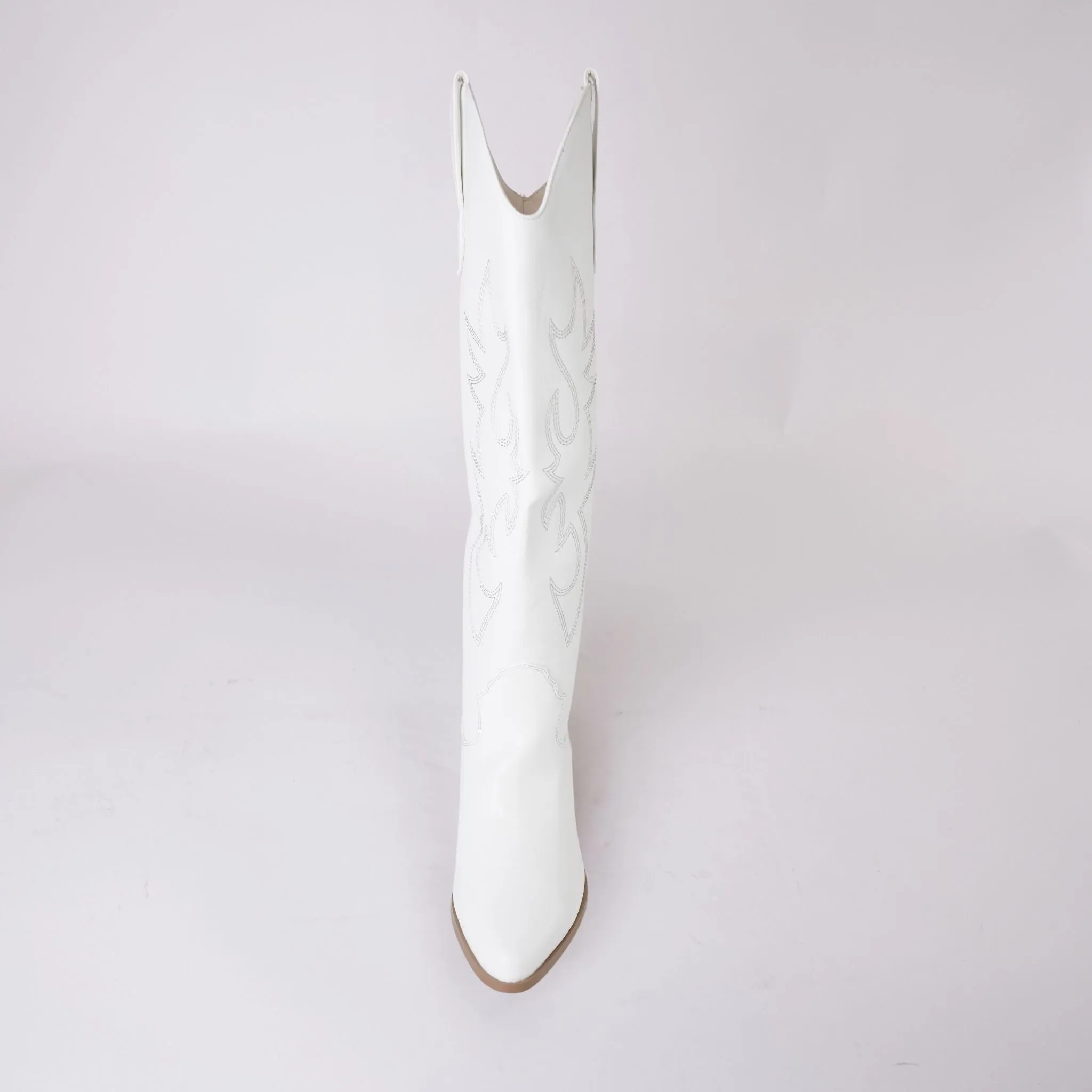Urson White Knee High Boots