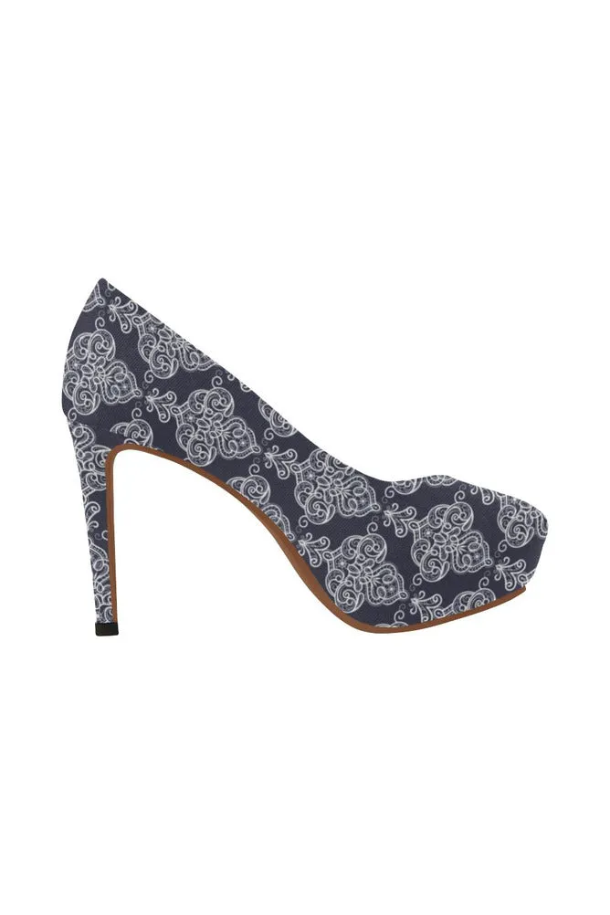 White Lace Heels Women's High Heels (Model 044)