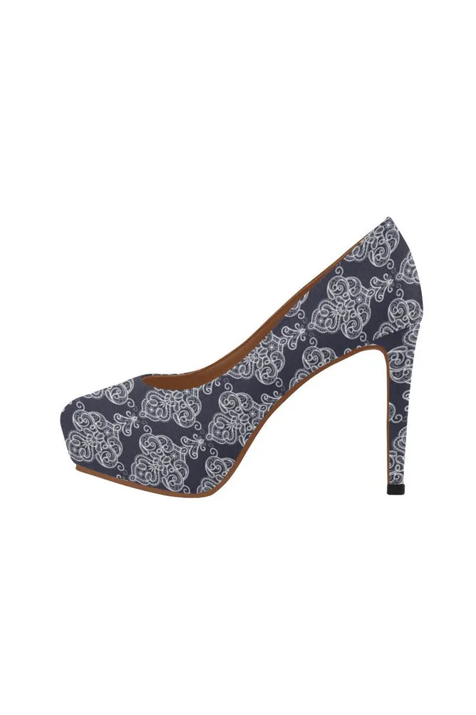 White Lace Heels Women's High Heels (Model 044)