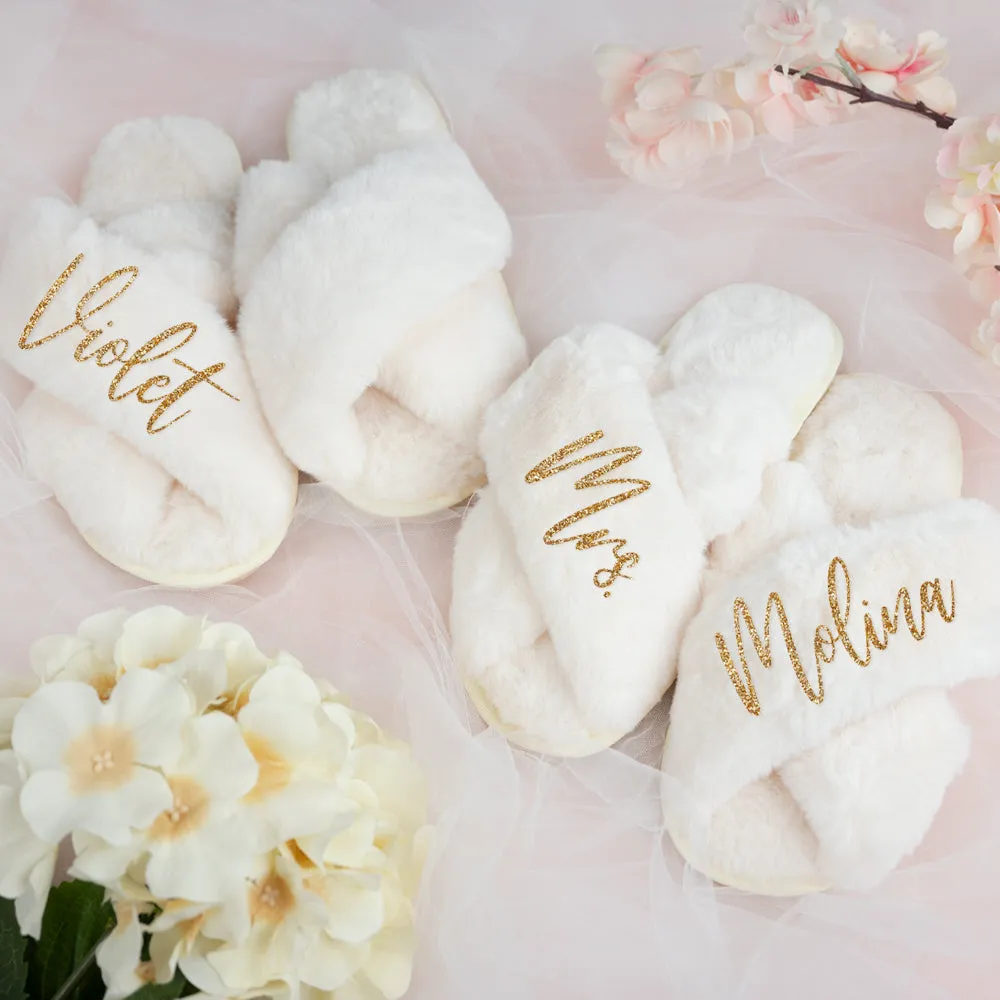 White Wedding Slippers