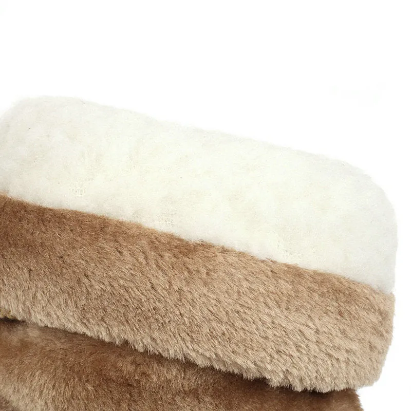 Winter Middle Heel Cotton Boots Wool Ball High Tube Warm Boots Knight Snow Boots