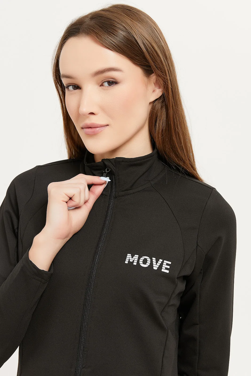 Women Black Zip Through Sweatshirt