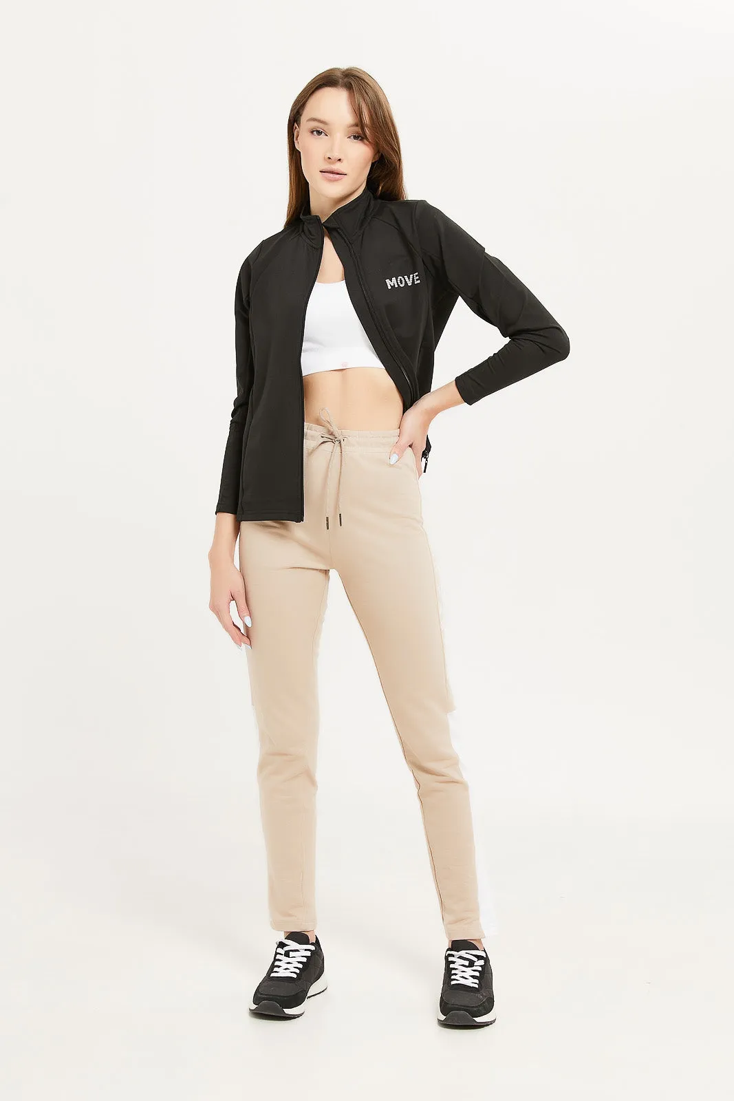 Women Black Zip Through Sweatshirt