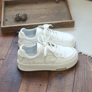 Women Casual Patchwork Leather Flat Sneakers