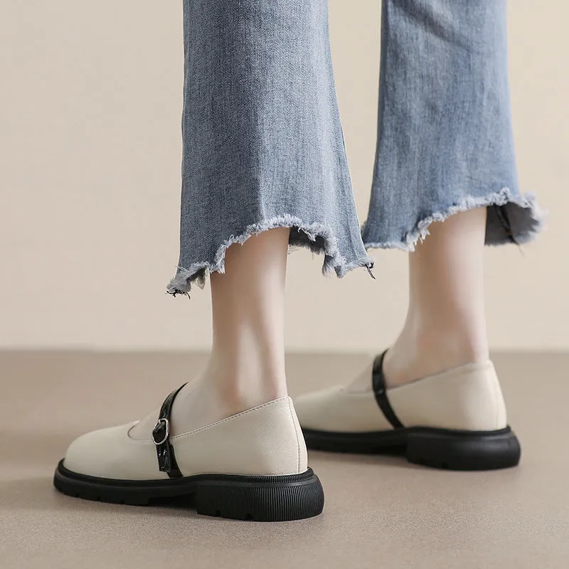 Women Casual Soft Buckle Patchwork Loafers