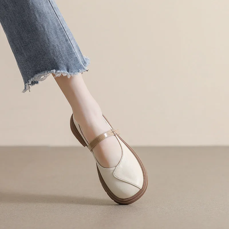 Women Casual Soft Buckle Patchwork Loafers