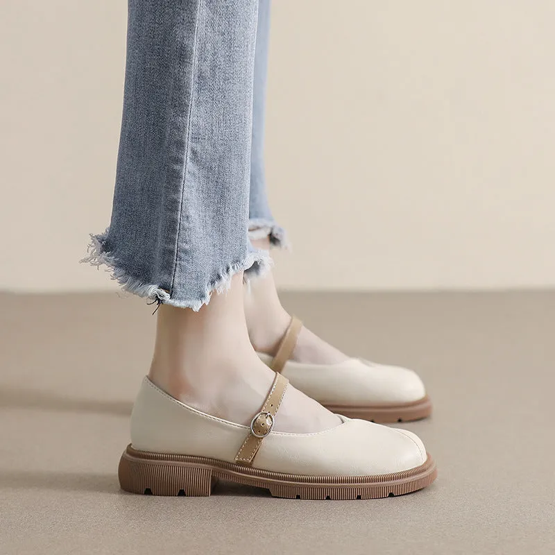 Women Casual Soft Buckle Patchwork Loafers