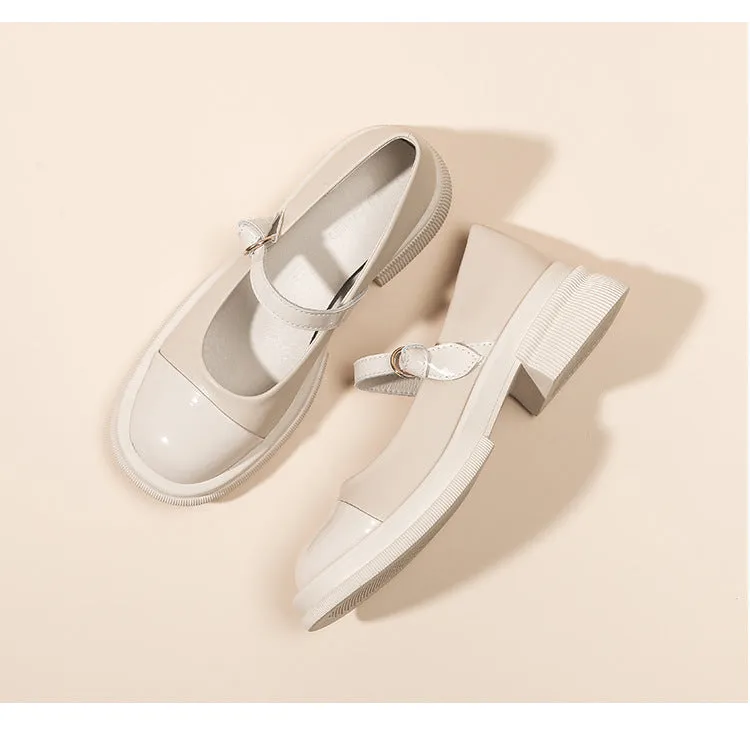 Women Color Matching Patchwork Leather Loafers