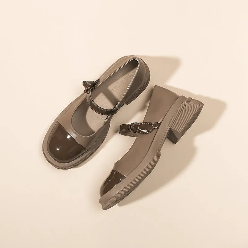 Women Color Matching Patchwork Leather Loafers