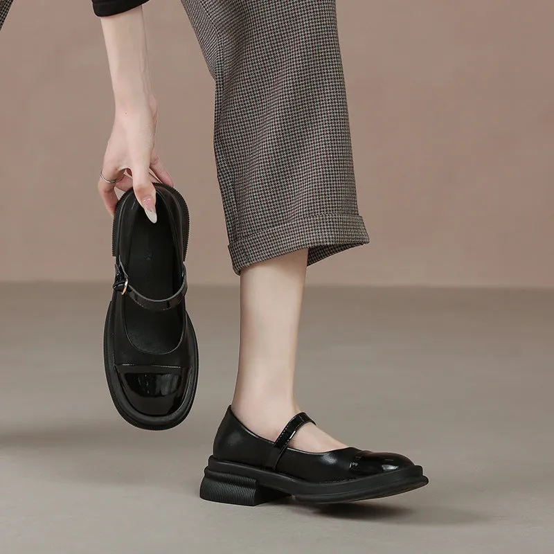 Women Color Matching Patchwork Leather Loafers