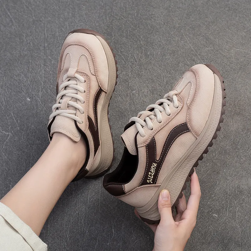 Women Fashion Patchwork Leather Casual Sneakers