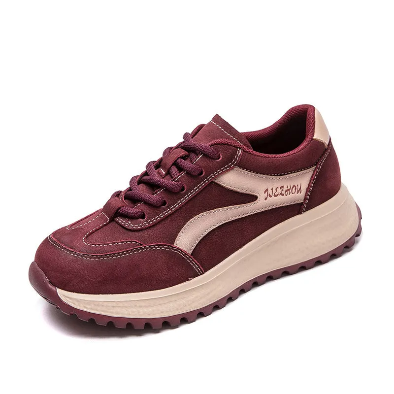 Women Fashion Patchwork Leather Casual Sneakers