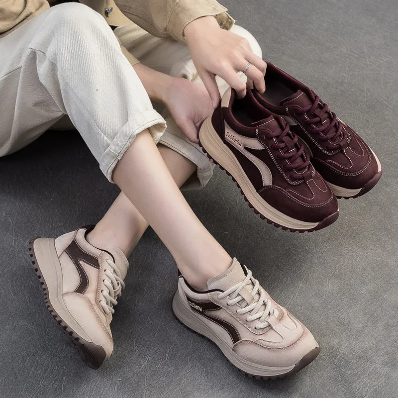 Women Fashion Patchwork Leather Casual Sneakers