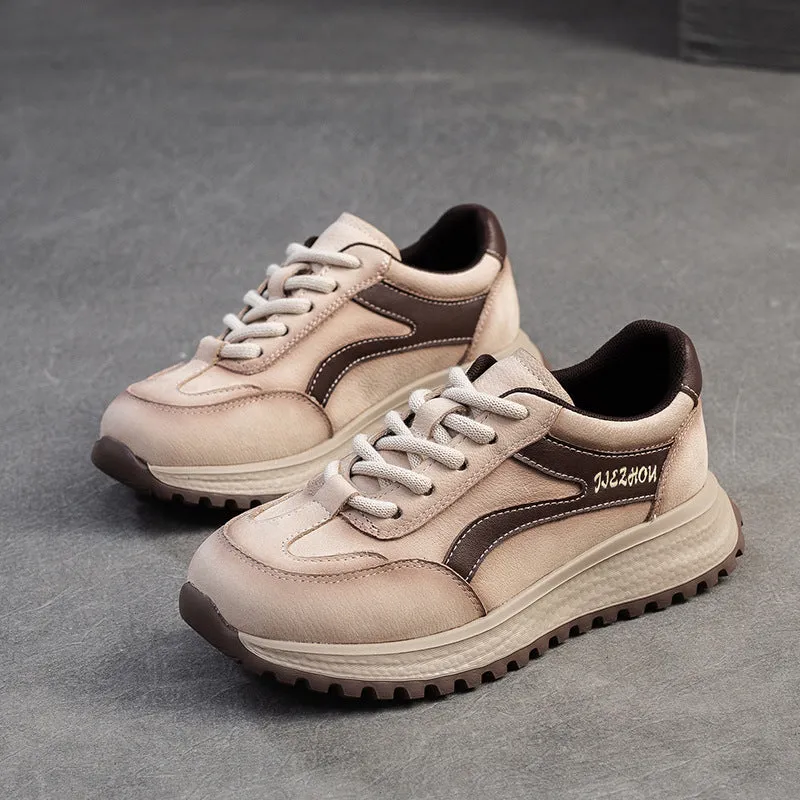 Women Fashion Patchwork Leather Casual Sneakers