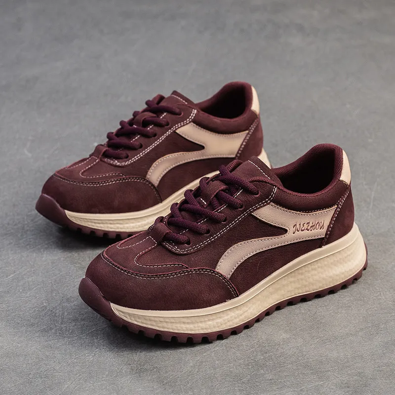 Women Fashion Patchwork Leather Casual Sneakers