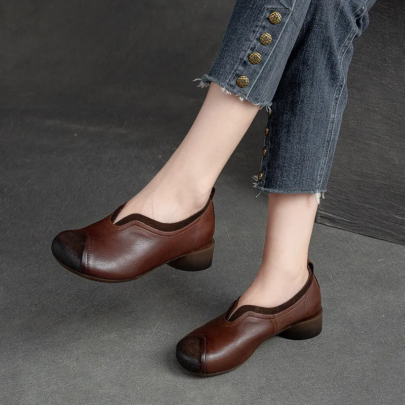Women Retro Handcraft Patchwork Leather Casual Shoes