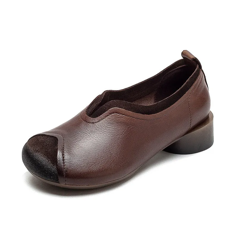 Women Retro Handcraft Patchwork Leather Casual Shoes