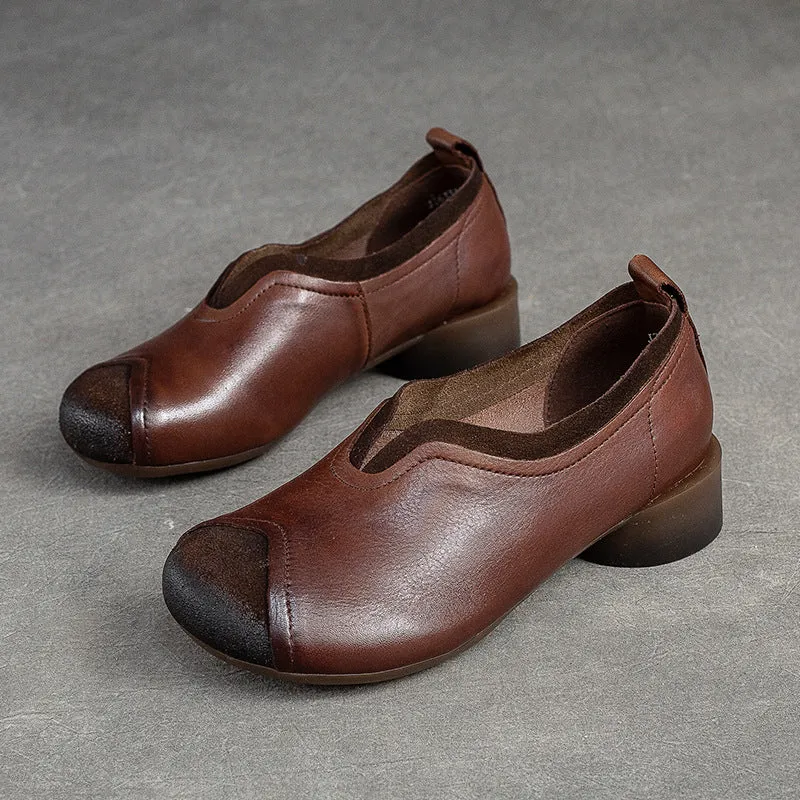 Women Retro Handcraft Patchwork Leather Casual Shoes