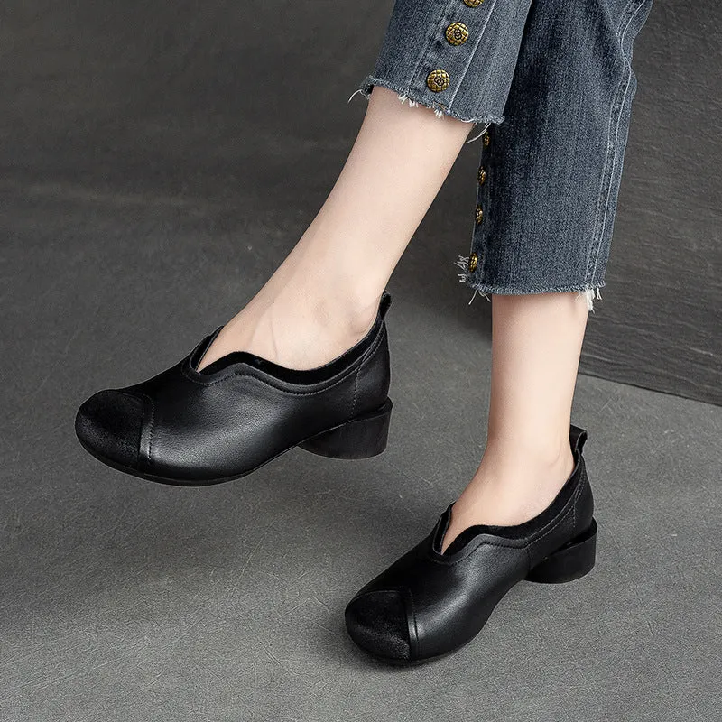 Women Retro Handcraft Patchwork Leather Casual Shoes