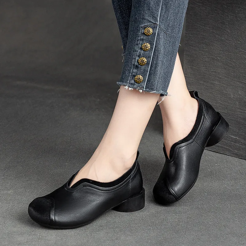 Women Retro Handcraft Patchwork Leather Casual Shoes