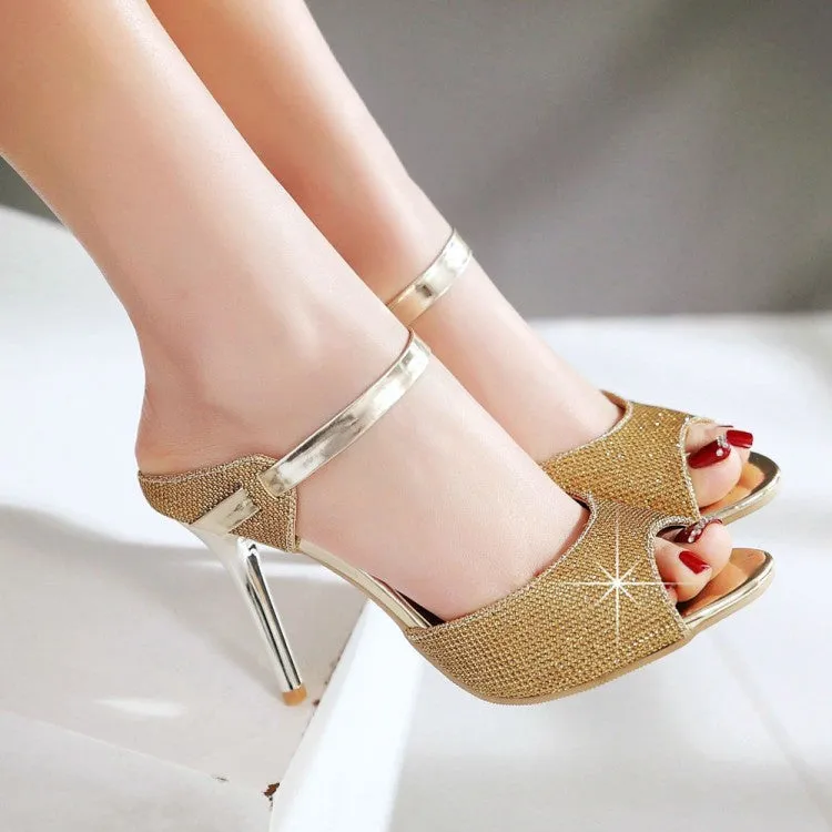 Women's Bling Bling Peep Toe Stiletto High Heel Sandals